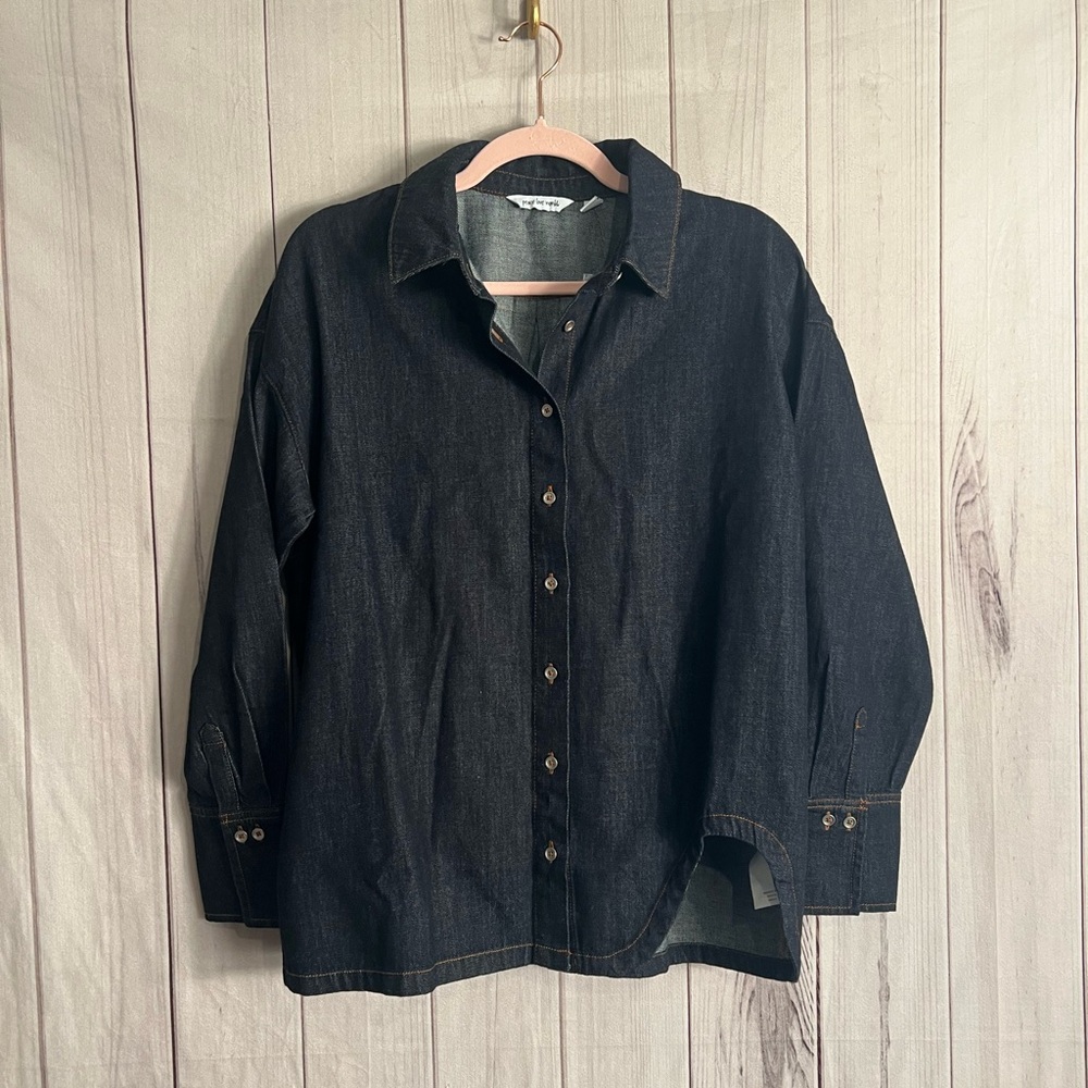 Peace Love World Dark Indigo Denim Shirt